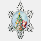 SANTA & ANIMAL FRIENDS PEWTER SNOWFLAKE ORNAMENT スノーフレークピューターオーナメント (右)