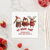 Santa Animals Festive Xmas Kids' Birthday Party スタンダードカクテルナプキン (インサイチュ)