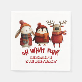 Santa Animals Festive Xmas Kids' Birthday Party  スタンダードカクテルナプキン