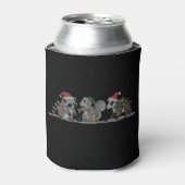 Santa Animals Xmas Silly Racoon Opossum Squirrel 缶クーラー (缶正面)