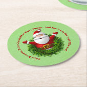Santa Announcing Message Business Officeクリスマス ラウンドペーパーコースター (アングル)