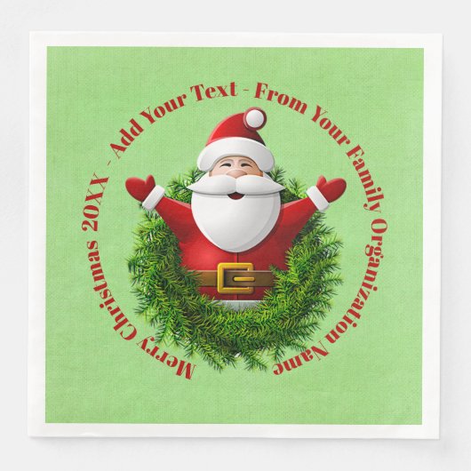 Santa Announcing Your Text Name Year Red Green (正面)