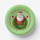 Santa Announcing Your Text Name Year Red Green ペーパーボウル (正面)