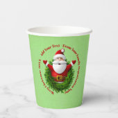 Santa Announcing Your Text Name Year Red Green 紙コップ (裏面)