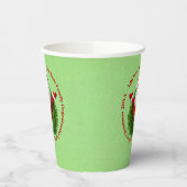 Santa Announcing Your Text Name Year Red Green 紙コップ (左)