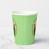 Santa Announcing Your Text Name Year Red Green 紙コップ (右)