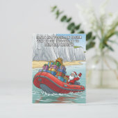 Santa Arriving by Dinghy Funny Christmas シーズンカード (スタンド正面)