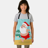 Santa at beach cartoon エプロン (インサイチュ)