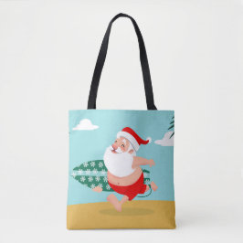 Santa at beach cartoon トートバッグ