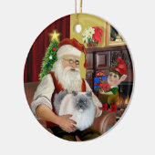 Santa at Home – ヒマラヤ猫(#5 – ブルークリーム) セラミックオーナメント (左)