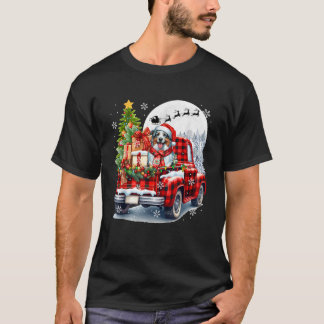 Santa Australian Shepherd On Pickup Truck Christma Tシャツ