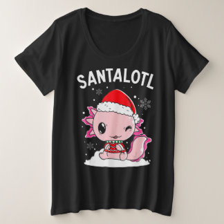 Santa Axolotl Amphibian Merry Christman Xmas Day A プラスサイズTシャツ
