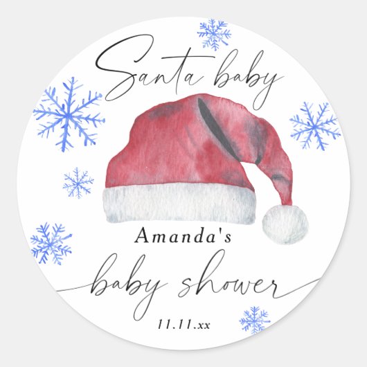 Santa Baby - ベビーシャワー ラウンドシール (正面)