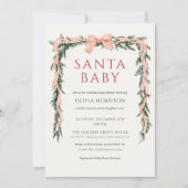 Santa Baby All in One Bow Winter Baby Shower 招待状 (正面)