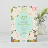 Santa Baby Atomic Mid Century Modern Baby Shower  招待状 (スタンド正面)