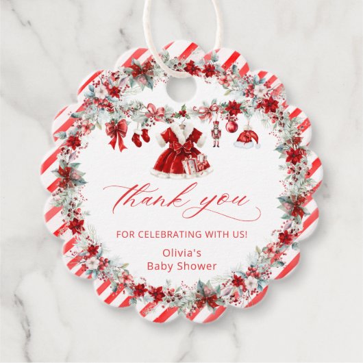Santa Baby Baby Clothes Baby Shower Thank You フェイバータグ (正面)