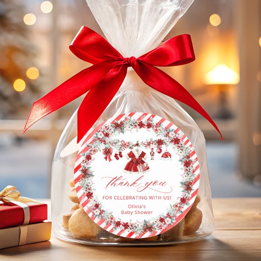 Santa Baby Baby Clothes Baby Shower Thank You ラウンドシール