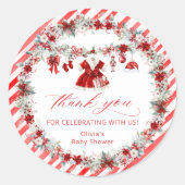 Santa Baby Baby Clothes Baby Shower Thank You ラウンドシール (正面)