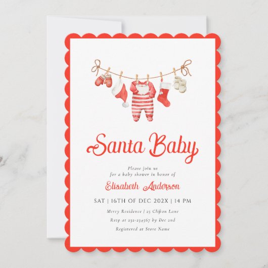 Santa Baby Baby Shower Invitation 招待状 (正面)