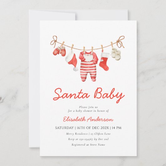 Santa Baby Baby Shower Invitation 招待状 (正面)