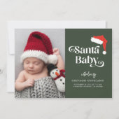 Santa Baby Christmas Baby Photo Birth  案内状 (正面)
