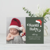 Santa Baby Christmas Baby Photo Birth  案内状 (スタンド正面)