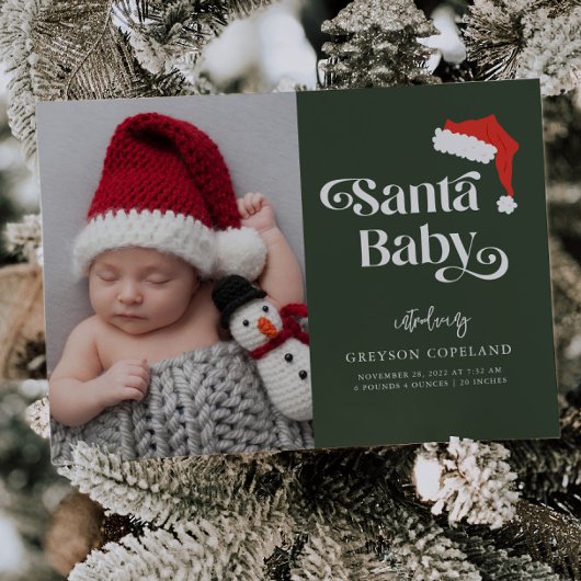 Santa Baby Christmas Baby Photo Birth  案内状