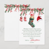 Santa Baby Christmas Baby Shower サンキューカード (正面/裏面)