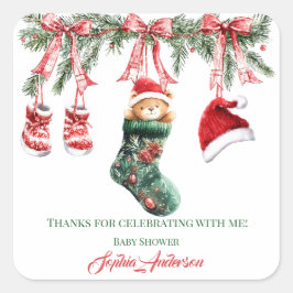 Santa Baby Christmas Baby Shower スクエアシール