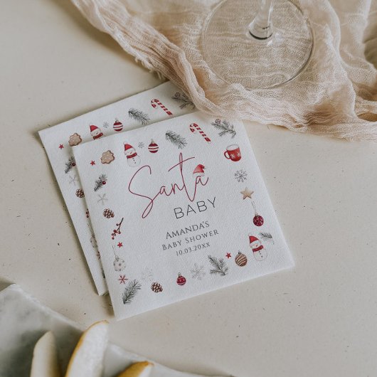 Santa Baby Christmas Baby Shower スタンダードランチョンナプキン