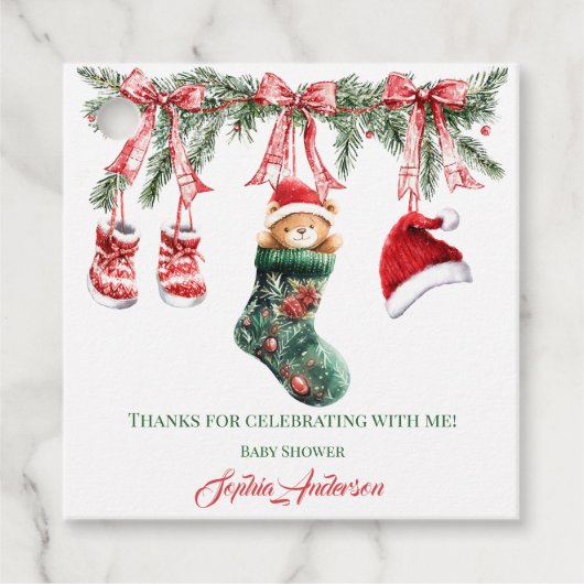 Santa Baby Christmas Baby Shower フェイバータグ (正面)