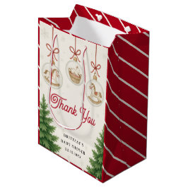 Santa Baby Christmas Baby Shower  ミディアムペーパーバッグ