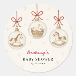 Santa Baby Christmas Baby Shower  ラウンドシール