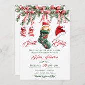 Santa Baby Christmas Baby Shower 招待状 (正面/裏面)