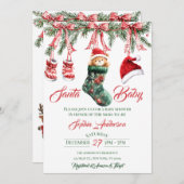 Santa Baby Christmas Baby Shower 招待状 (正面/裏面)
