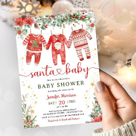 Santa Baby Christmas Baby Shower 招待状