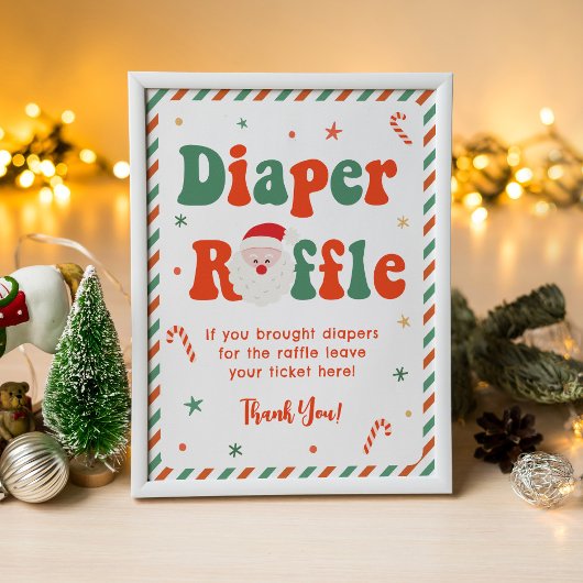 Santa Baby Christmas Baby Shower Diaper Raffle  ポスター