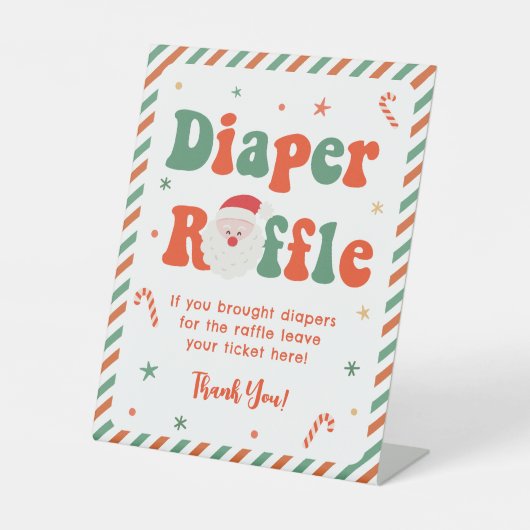 Santa Baby Christmas Baby Shower Diaper Raffle  台座サイン (正面)