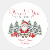 Santa Baby Christmas Baby Shower Gender Neutral ラウンドシール (正面)