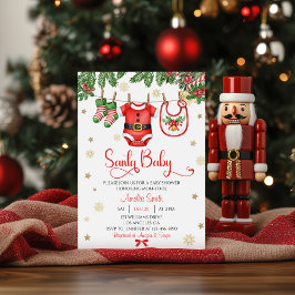Santa Baby Christmas Baby Shower Invitation 招待状