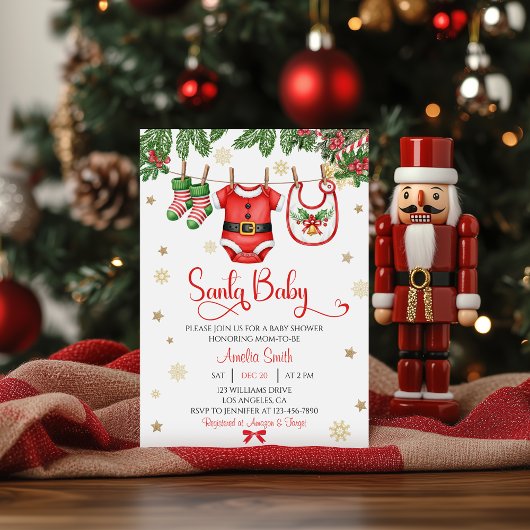 Santa Baby Christmas Baby Shower Invitation 招待状
