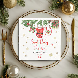 Santa Baby Christmas Baby Shower Napkins Festive スタンダードカクテルナプキン