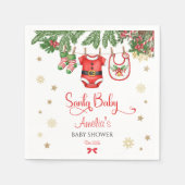 Santa Baby Christmas Baby Shower Napkins Festive スタンダードカクテルナプキン (正面)