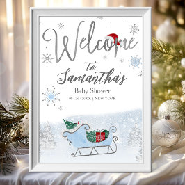 Santa Baby Christmas Baby Shower Welcome Sign ポスター