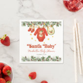 Santa Baby Christmas Clothesline Baby Shower スタンダードカクテルナプキン (インサイチュ)
