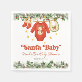 Santa Baby Christmas Clothesline Baby Shower スタンダードカクテルナプキン