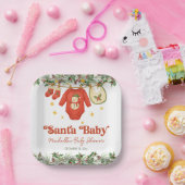 Santa Baby Christmas Clothesline Baby Shower ペーパープレート (パーティー)