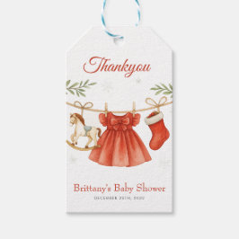 Santa Baby Christmas Clothesline Girl Baby Shower  ギフトタグ
