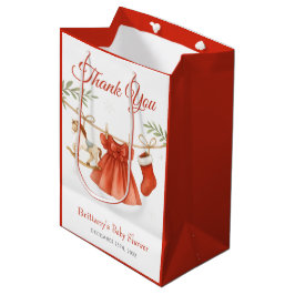 Santa Baby Christmas Clothesline Girl Baby Shower  ミディアムペーパーバッグ