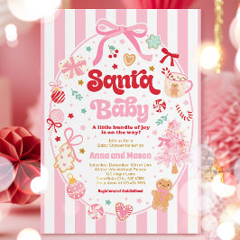 Santa Baby Christmas Coquette Bow Baby Shower 招待状